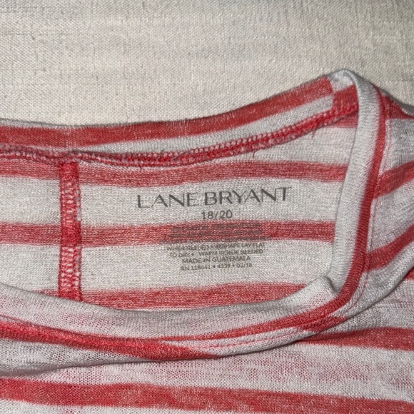 π Lane Bryant Coral & White Striped Tee β Size 18/20 - Picture 4 of 5